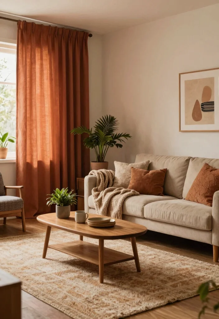 14 Curtain Color Ideas That Instantly Change the Room Mood 4. Cozy Earth Tones 0