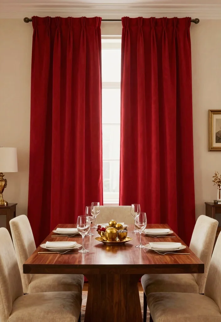 14 Curtain Color Ideas That Instantly Change the Room Mood 6. Bold Reds 0