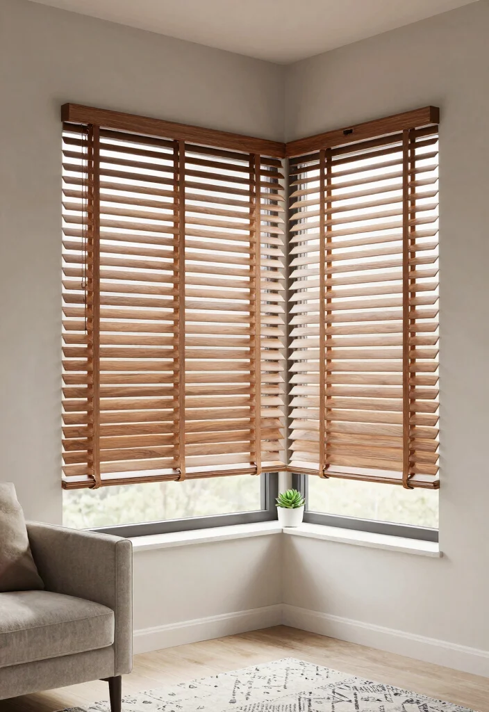 14 Curtain Ideas for Bay Windows with a Polished Finish 5. Minimalist Blinds 0