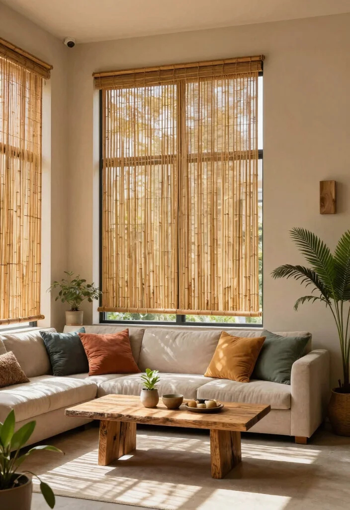 14 Curtain Ideas to Instantly Soften Light and Elevate Any Room 1. Bamboo Blinds for Eco Friendly Elegance 0