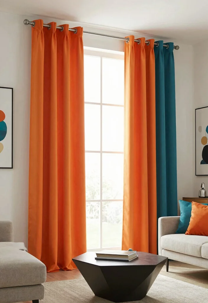 14 Curtain Ideas to Instantly Soften Light and Elevate Any Room 9. Color Blocked Curtains for a Modern Look 0