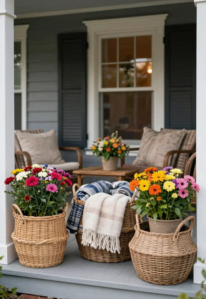 14 DIY Front Porch Ideas to Boost Curb Appeal 10. Use Decorative Baskets 0