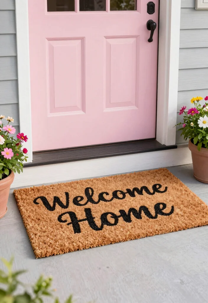 14 DIY Front Porch Ideas to Boost Curb Appeal 2. Add a DIY Welcome Mat 0