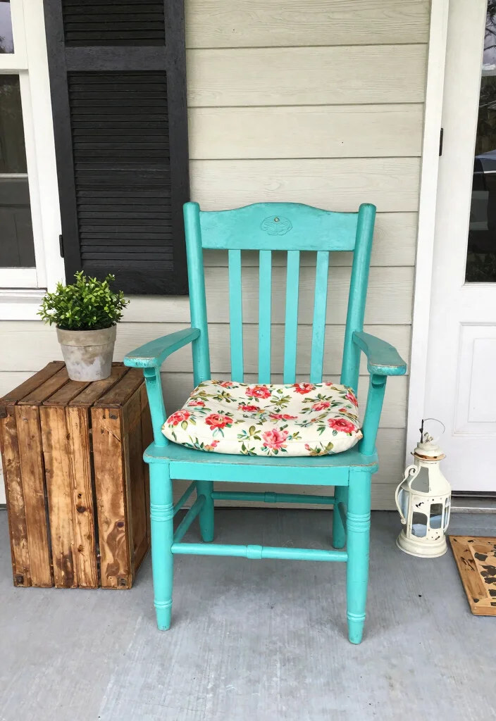 14 DIY Front Porch Ideas to Boost Curb Appeal 5. Upcycle Old Furniture into Porch Decor 0