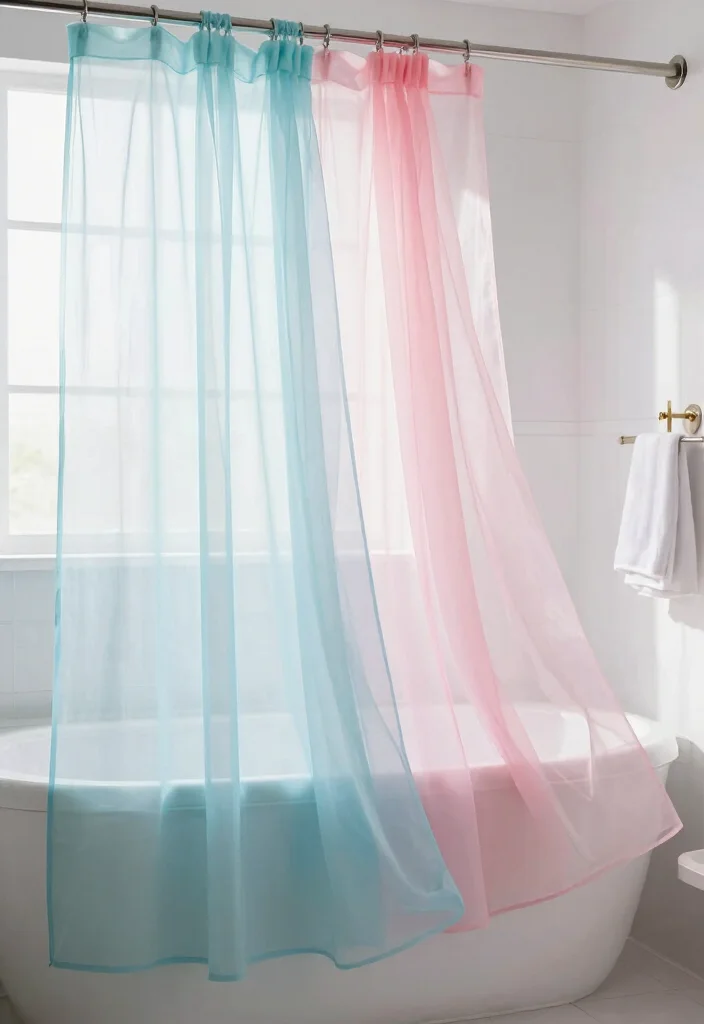 14 Double Shower Curtain Ideas for a Polished Layered Look 42 14 Double Shower Curtain Ideas for a Polished Layered Look 12. Ethereal Sheer Layers 0