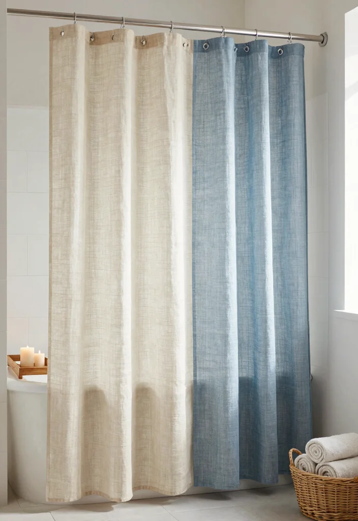 14 Double Shower Curtain Ideas for a Polished Layered Look 13 14 Double Shower Curtain Ideas for a Polished Layered Look 3. Linen for a Breezy Feel 0