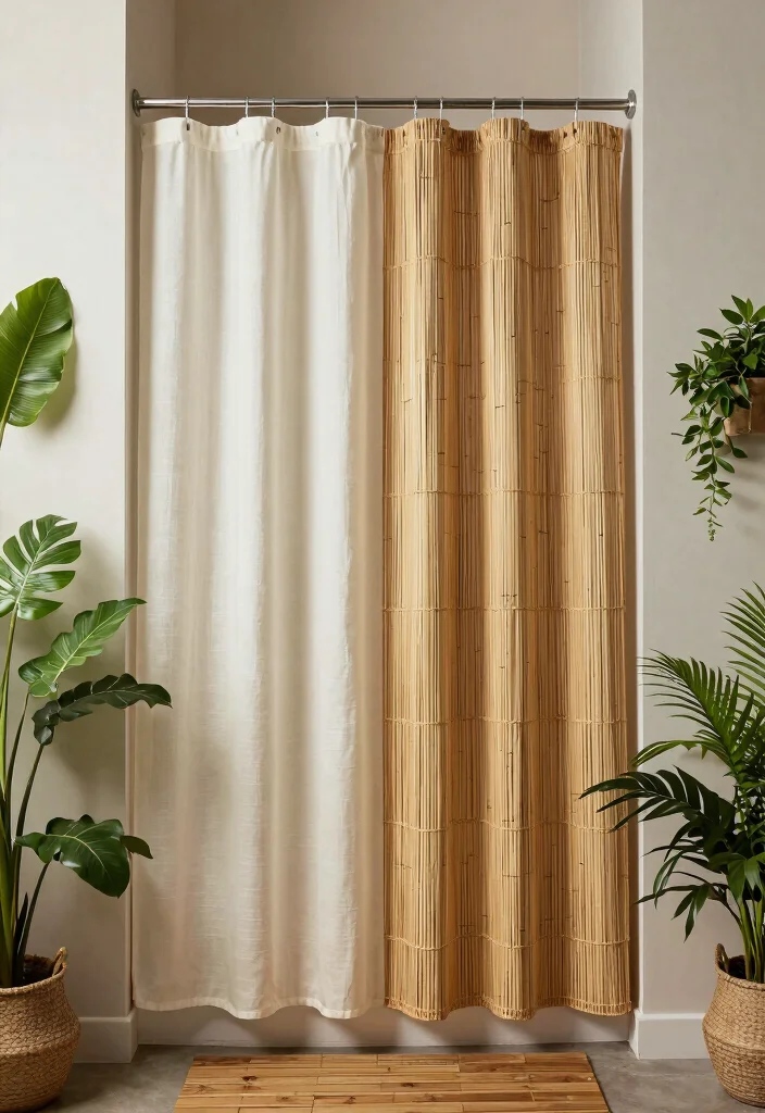 14 Double Shower Curtain Ideas for a Polished Layered Look 24 14 Double Shower Curtain Ideas for a Polished Layered Look 4. Bamboo Cotton Blend 0