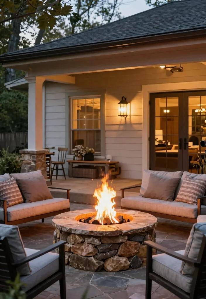 14 Double Wide Front Porch Ideas for Relaxed Outdoor Living 14. Eco Conscious Fire Pit 0