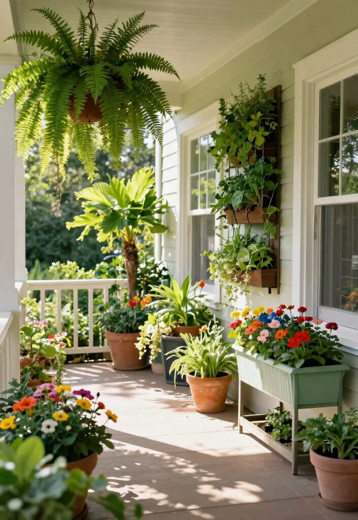 14 Double Wide Front Porch Ideas for Relaxed Outdoor Living 2. Greenery Galore 0