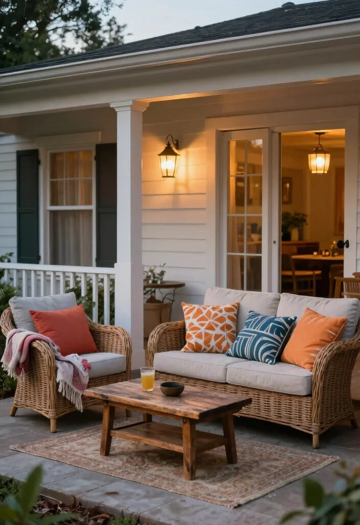 14 Double Wide Front Porch Ideas for Relaxed Outdoor Living 3. Cozy Outdoor Seating Arrangements 0