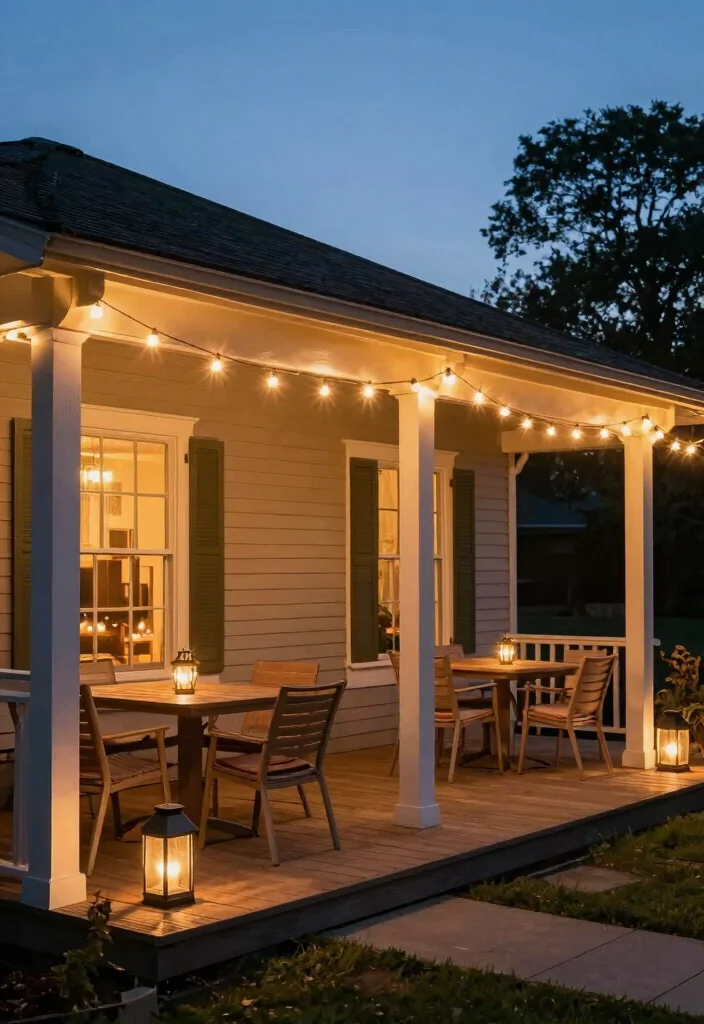 14 Double Wide Front Porch Ideas for Relaxed Outdoor Living 5. Ambient Lighting 0