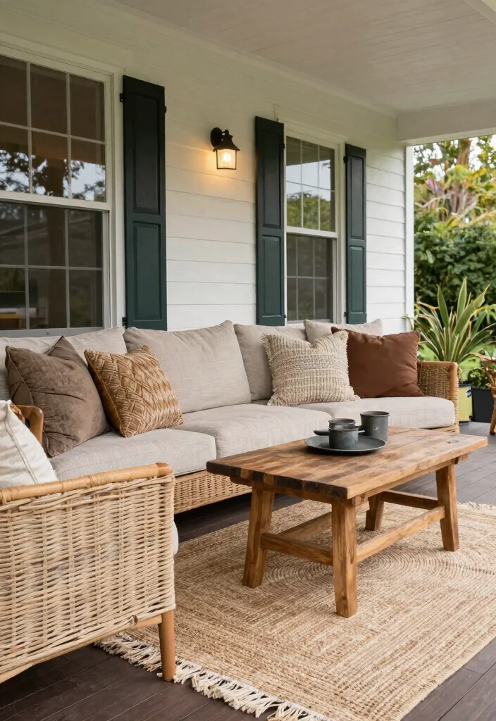14 Double Wide Front Porch Ideas for Relaxed Outdoor Living 7. Mixing Textures 0