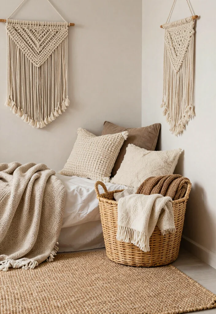 14 Earthy Dorm Room Ideas for Calm Natural Vibes 5. Woven Textiles 0