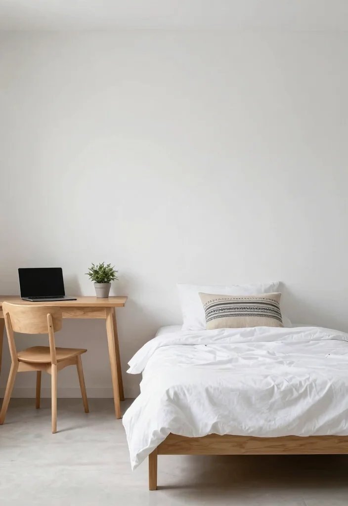 14 Earthy Dorm Room Ideas for Calm Natural Vibes 7. Minimalist Decor 0