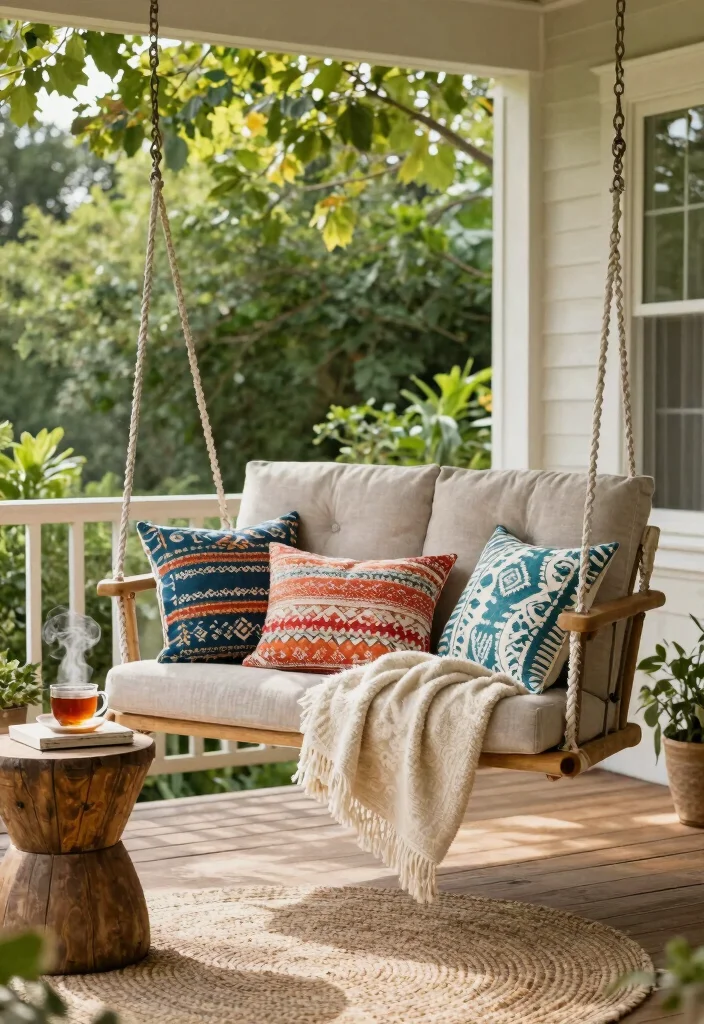 14 Farmhouse Front Porch Ideas with Rustic Personality 1 14 Farmhouse Front Porch Ideas with Rustic Personality 1. Cozy Swing Chair for Relaxation 0