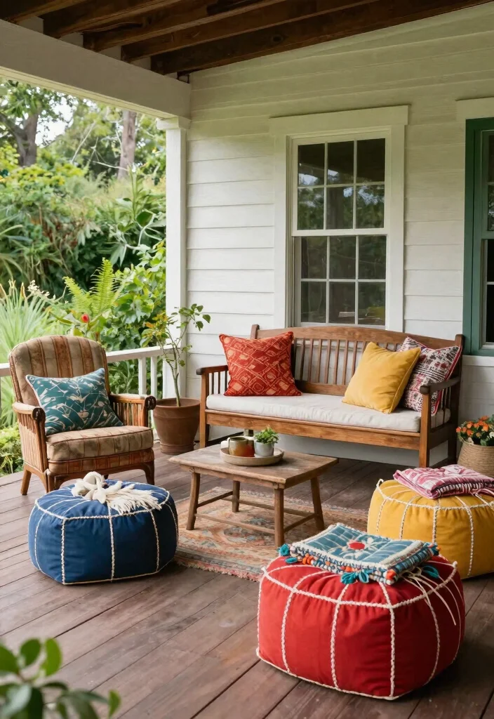 14 Farmhouse Front Porch Ideas with Rustic Personality 50 14 Farmhouse Front Porch Ideas with Rustic Personality 10. Eclectic Seating Options 0