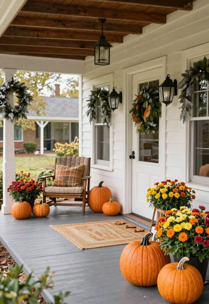 14 Farmhouse Front Porch Ideas with Rustic Personality 64 14 Farmhouse Front Porch Ideas with Rustic Personality 14. Seasonal Decor Enhancements 0