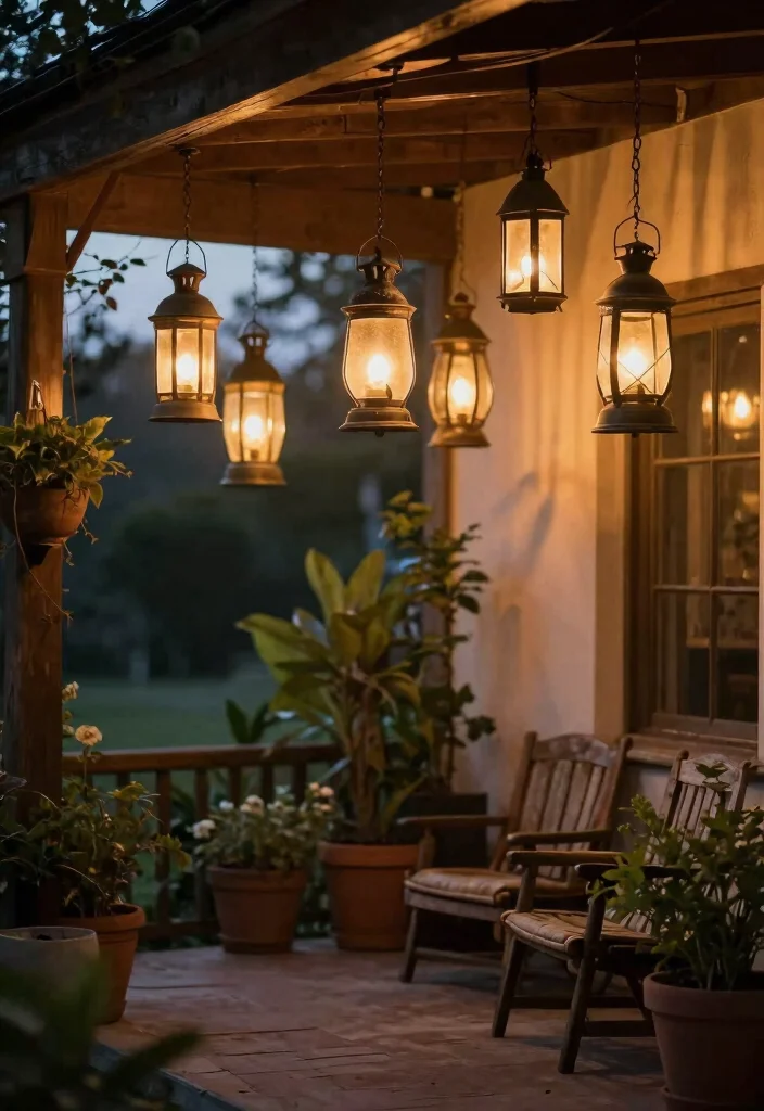 14 Farmhouse Front Porch Ideas with Rustic Personality 2 14 Farmhouse Front Porch Ideas with Rustic Personality 2. Vintage Lanterns Lighting the Way 0