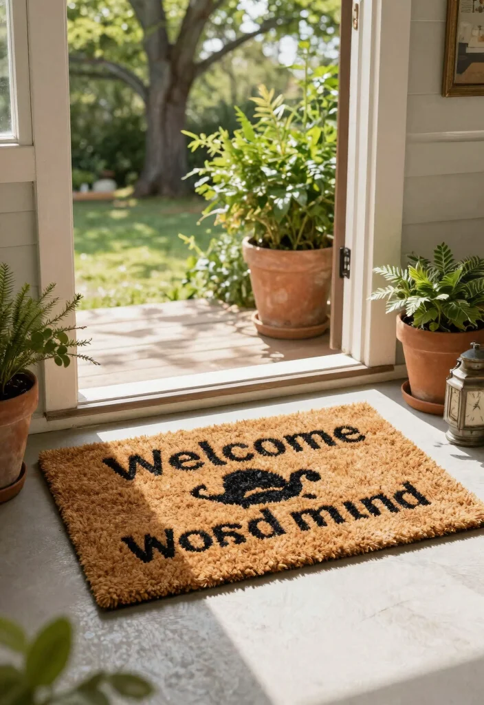 14 Farmhouse Front Porch Ideas with Rustic Personality 28 14 Farmhouse Front Porch Ideas with Rustic Personality 8. Rustic Welcome Mat 0