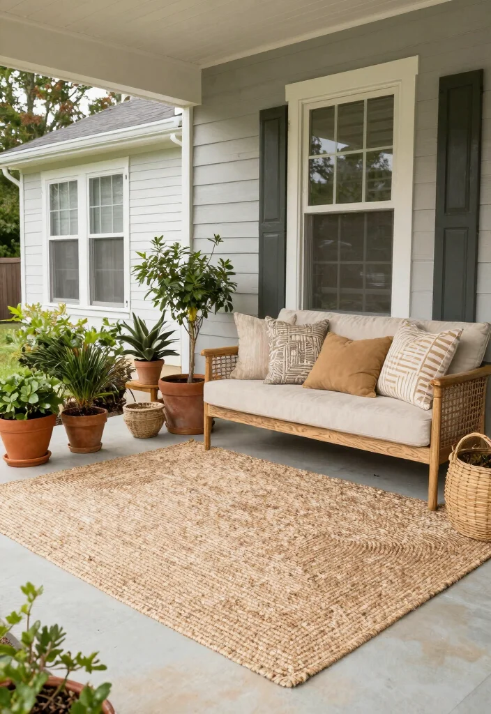 14 Front Porch Decor Ideas to Refresh Your Home Exterior 12. Natural Rugs 0