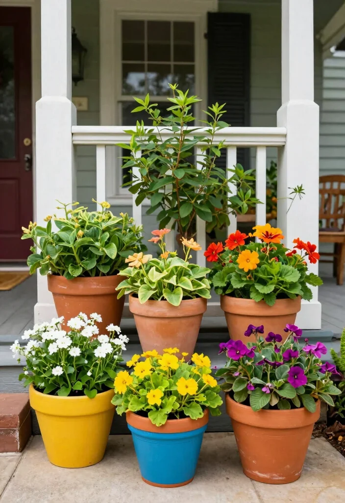 14 Front Porch Decor Ideas to Refresh Your Home Exterior 3. Colorful Planters 0