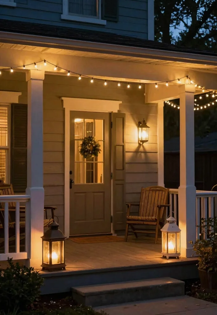 14 Front Porch Decor Ideas to Refresh Your Home Exterior 6. Charming Lanterns and Lighting 0