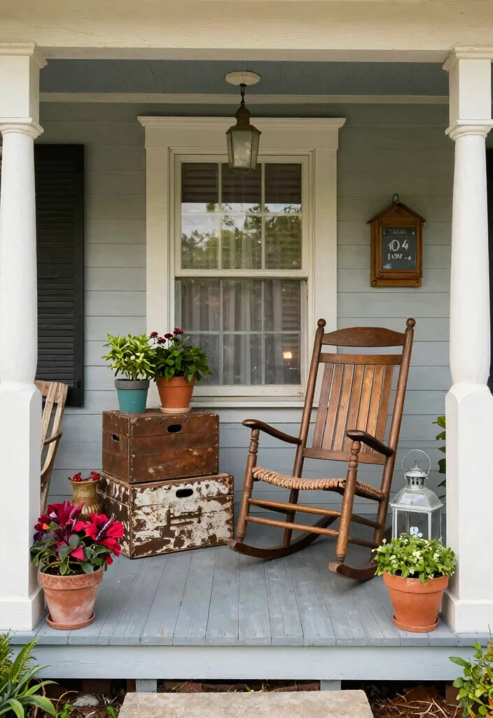 14 Front Porch Decorating Ideas for Everyday Charm 8. Vintage Finds 0