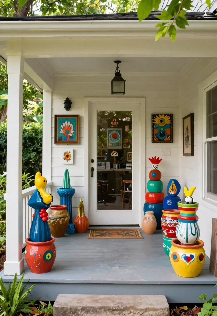 14 Front Porch Decorating Ideas for Everyday Charm 9. Artistic Accents 0