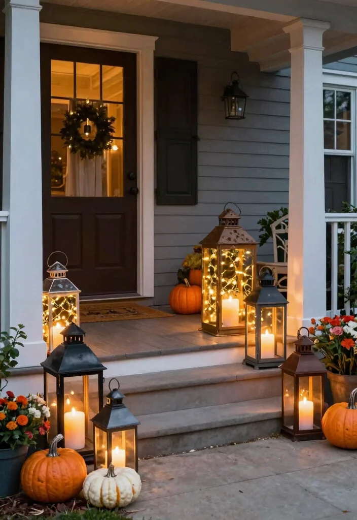 14 Front Porch Fall Decorating Ideas with Warm Seasonal Vibes 11. Decorative Lanterns 0