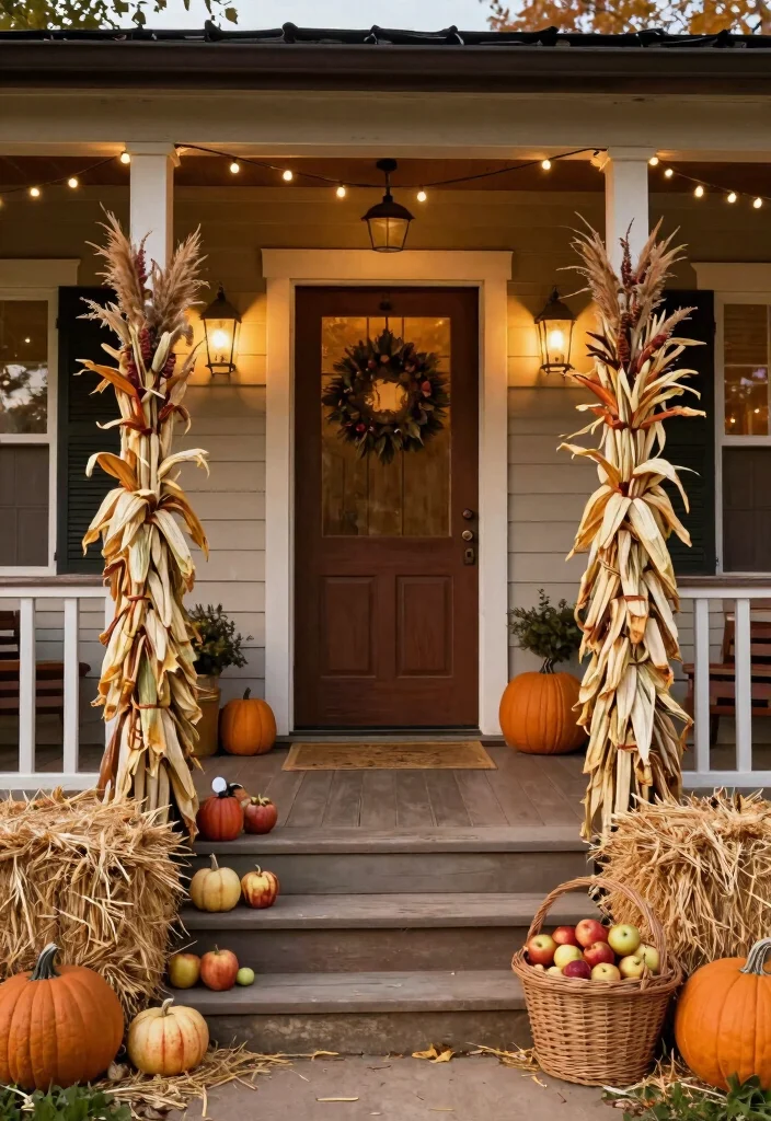 14 Front Porch Fall Decorating Ideas with Warm Seasonal Vibes 4. Harvest Themed Accents 0