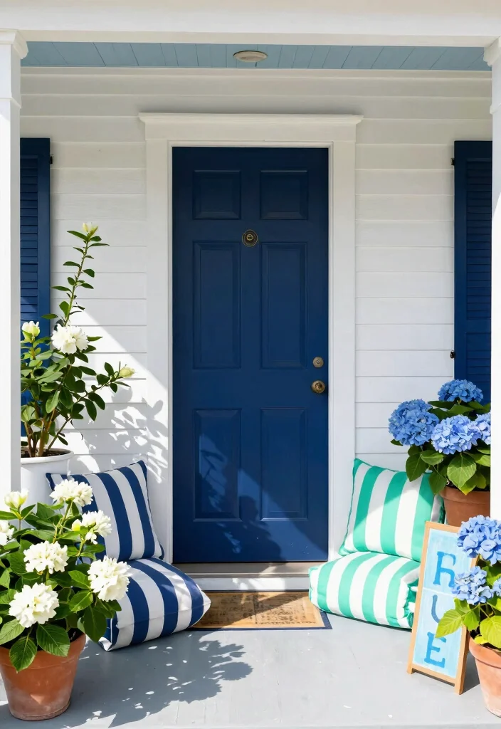 14 Front Porch Ideas to Create a Warm and Welcoming Entry 1. Nautical Color Palette 0