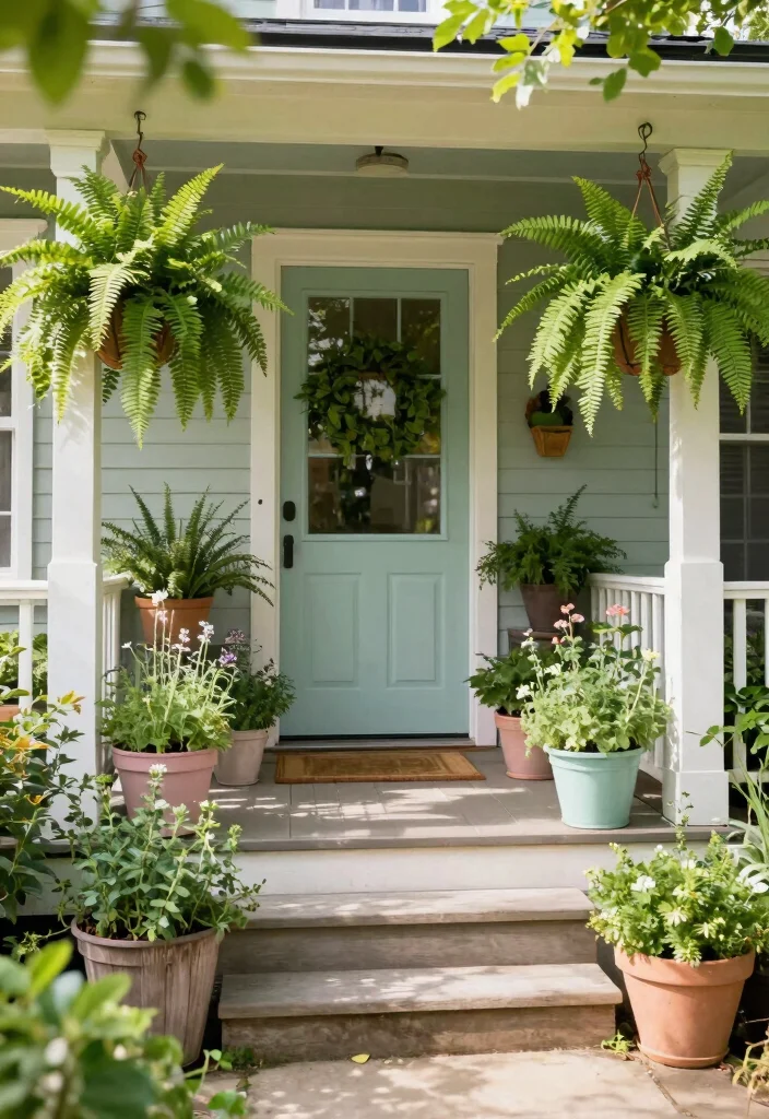 14 Front Porch Ideas to Create a Warm and Welcoming Entry 5. Lush Greenery 0