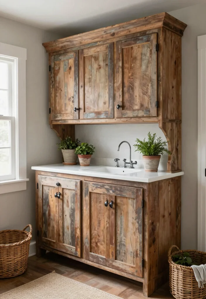 14 Laundry Room Cabinet Ideas for Hidden Storage 11. Rustic Farmhouse Style 0