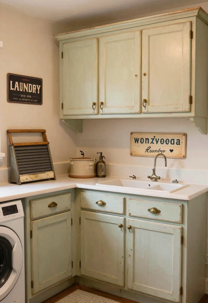 14 Laundry Room Cabinet Ideas for Hidden Storage 14. Vintage inspired Cabinets 0