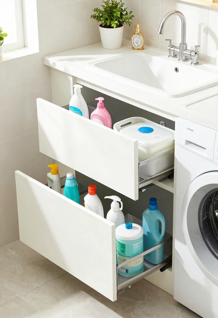 14 Laundry Room Cabinet Ideas for Hidden Storage 5. Under sink Storage Solutions 0