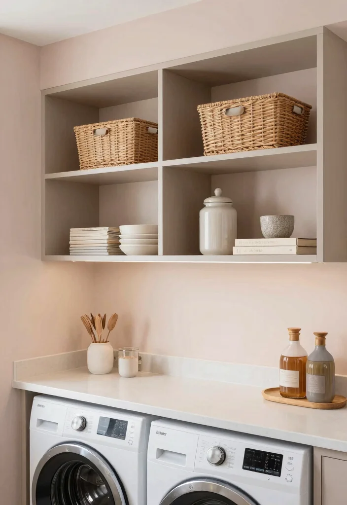 14 Luxury Laundry Room Ideas That Feel Boutique Inspired 2. Chic Open Shelving 0