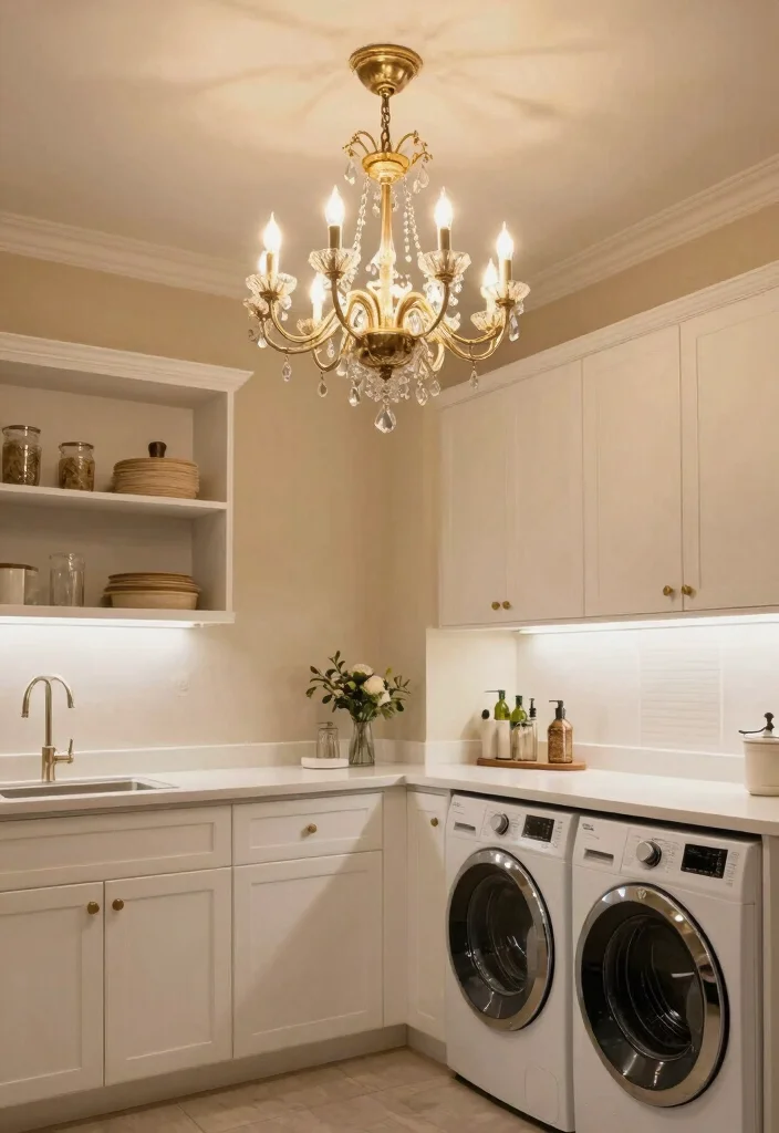 14 Luxury Laundry Room Ideas That Feel Boutique Inspired 3. Statement Lighting Fixtures 0