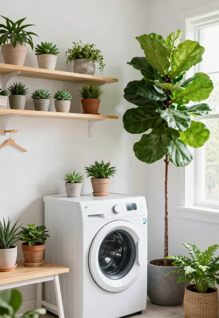 14 Mudroom Laundry Room Ideas for Busy Homes 10. Fresh Plants for a Lively Touch 0