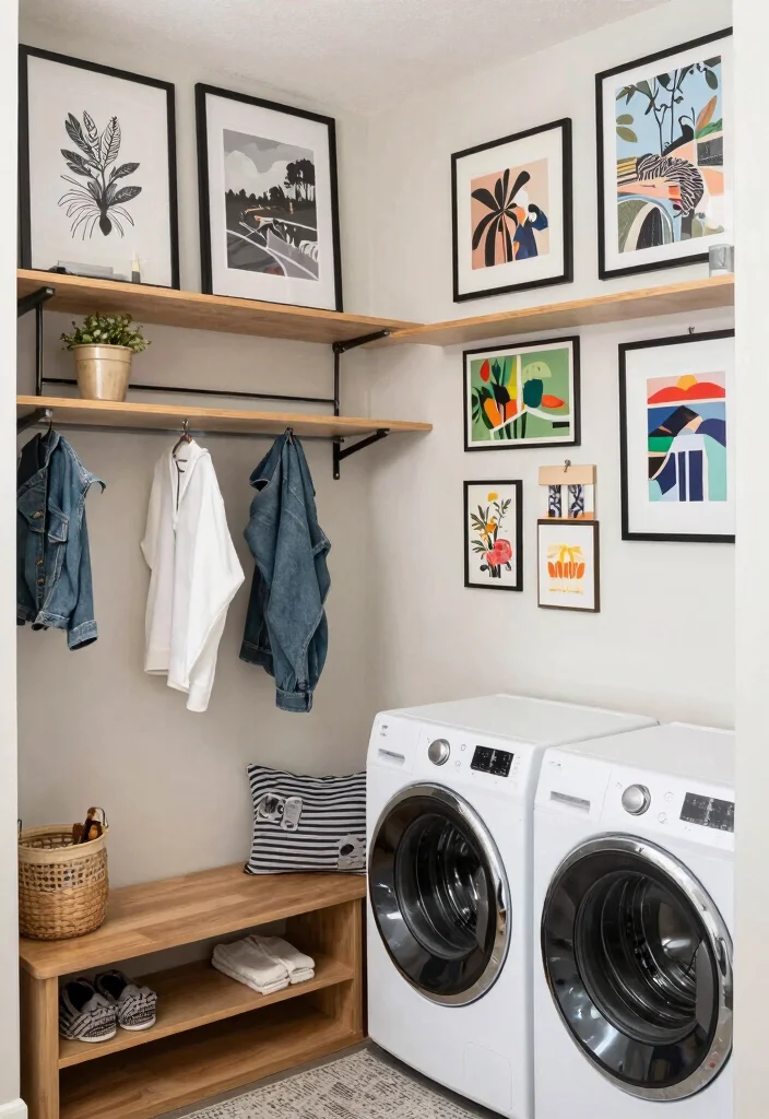 14 Mudroom Laundry Room Ideas for Busy Homes 14. Personal Touches with Artwork 0