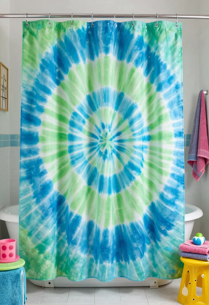 14 Shower Curtain Ideas for Bathrooms with Style and Personality 13. Artistic Tie Dye Shower Curtains 0