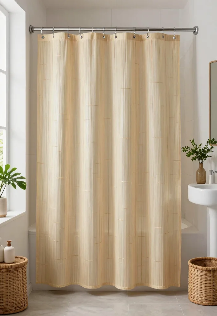 14 Shower Curtain Ideas for Bathrooms with Style and Personality 3. Bamboo Fabric Shower Curtains 0