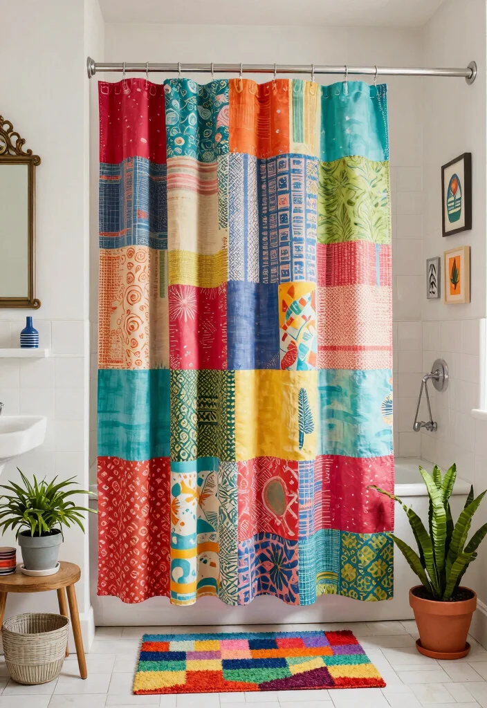 14 Shower Curtain Ideas for Bathrooms with Style and Personality 6. Upcycled Fabric Shower Curtains 0