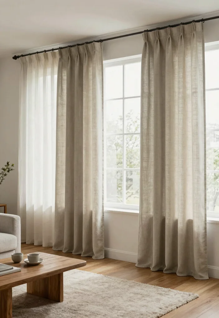 14 Three Window Curtain Ideas for Balanced and Stylish Symmetry 9. Eco Friendly Fabric Choices 0