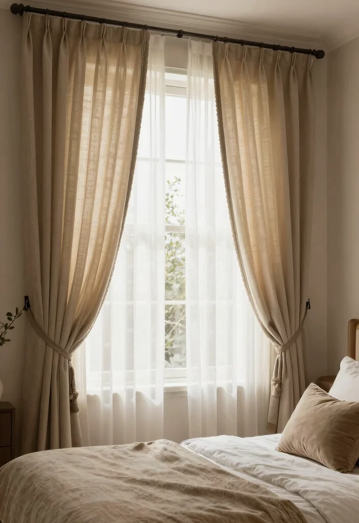 15 Curtain Ideas for Bedroom Spaces That Feel Calm and Restful 10. Layered Textiles 0