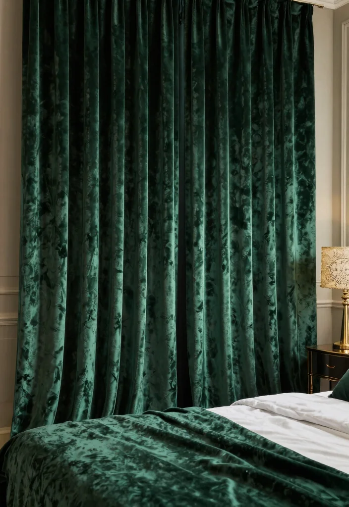 15 Curtain Ideas for Bedroom Spaces That Feel Calm and Restful 15. Textured Velvet Drapery 0