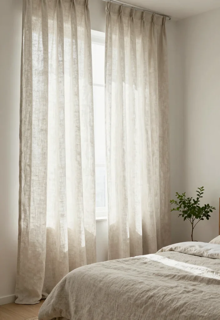 15 Curtain Ideas for Bedroom Spaces That Feel Calm and Restful 2. Linen Drapes 0