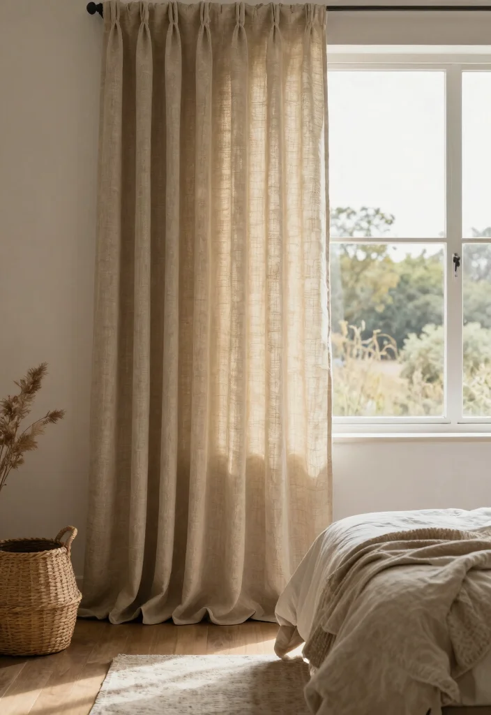 15 Curtain Ideas for Bedroom Spaces That Feel Calm and Restful 5. Natural Fiber Blends 0
