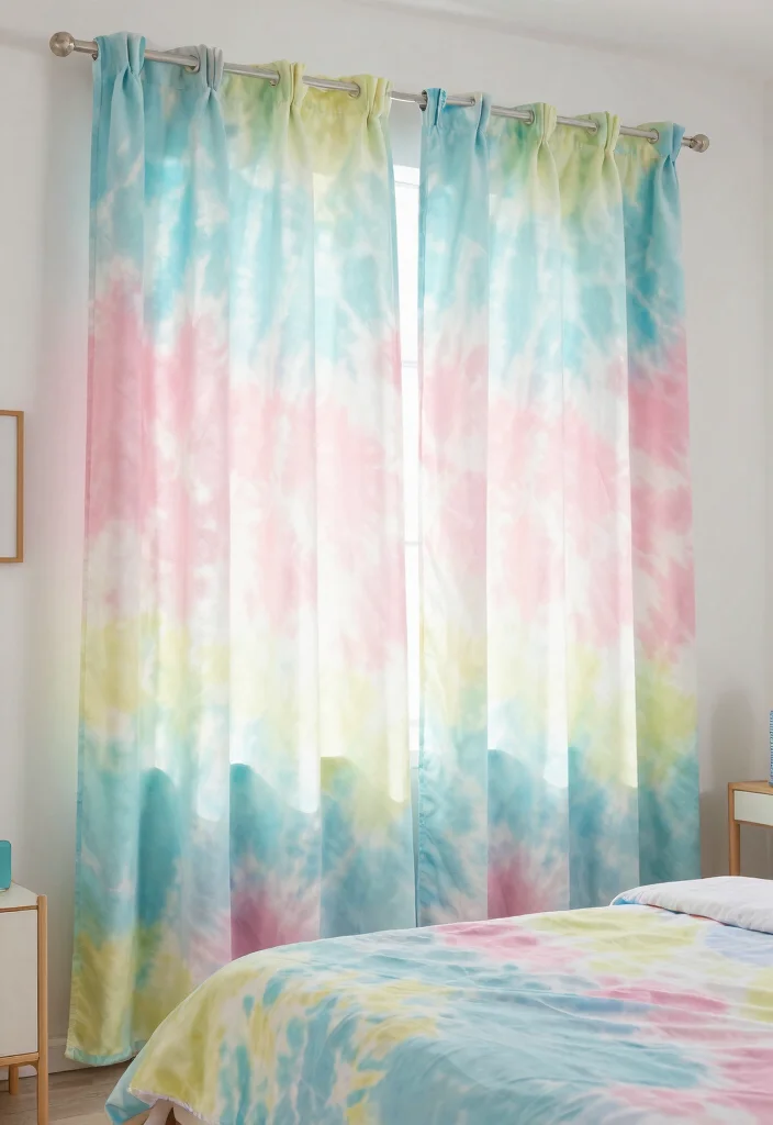 15 Curtain Ideas for Bedroom Spaces That Feel Calm and Restful 8. Tie Dye Natural Textiles 0
