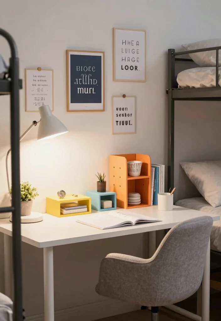 15 Dorm Room Ideas That Feel Cozy Personal and Easy to Live In 14. Cozy Study Space 0