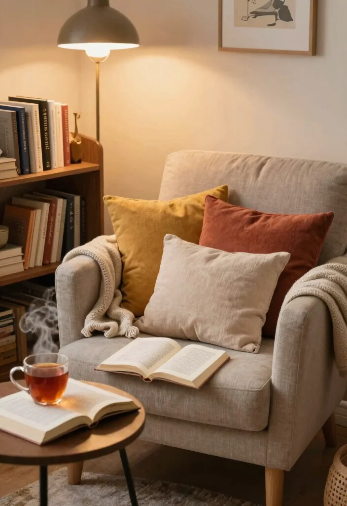 15 Dorm Room Ideas That Feel Cozy Personal and Easy to Live In 7. Cozy Reading Nook 0